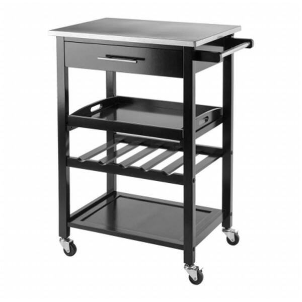 Winsome Trading Anthony Kitchen Cart With Stainless Steel- Black 20326